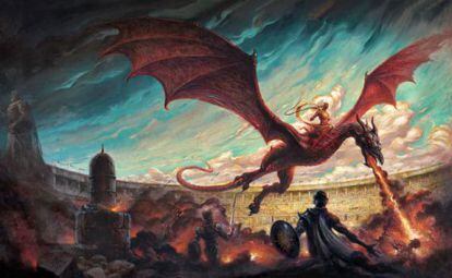 Ilustración de Enrique Corominas para la portada de 'Danza de dragones'