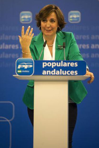 Ana Corredera, en la sede del PP andaluz.