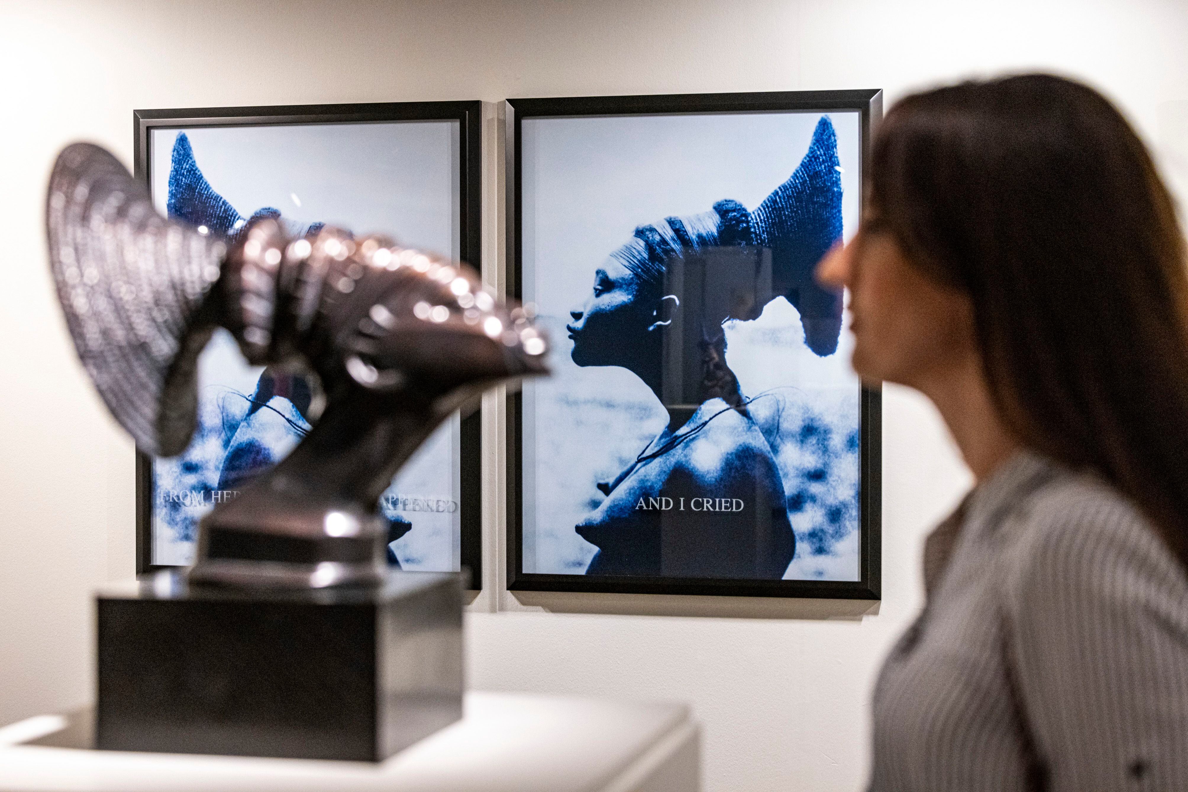 Obras de la exposición del IVAM 'Nobosudru, el devenir icono
de una mujer mangbetu'. 