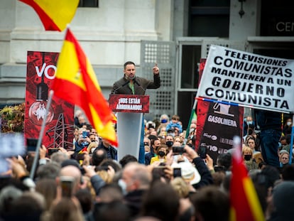 El líder del partido de ultraderecha Vox, Santiago Abascal, en Madrid, el pasado 19 de marzo.