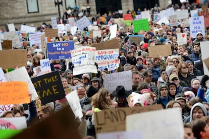 Manifestació a Boston contra el decret migratori de Trump.