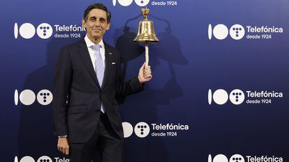 El presidente de Telefónica, José María Álvarez-Pallete, el viernes pasado en la Bolsa de Madrid, en una imagen cedida por la empresa.