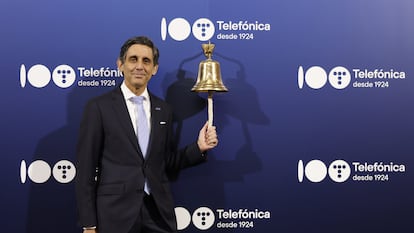 El presidente de Telefónica, José María Álvarez-Pallete, el viernes pasado en la Bolsa de Madrid, en una imagen cedida por la empresa.