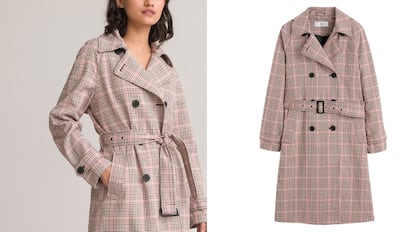 This women's trench coat, from the fashion brand La Redoute, has a long length and eight buttons on its closure.