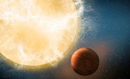 Ilustración del planeta Kepler 78b en torno a su estrella.