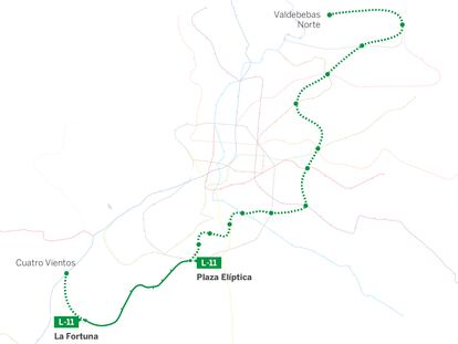 La línea 11 de metro se prolongará más para convertirse en “la gran línea diagonal de Madrid”