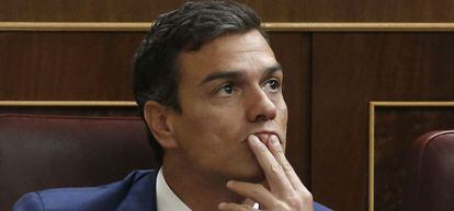 El secretario general del PSOE, Pedro S&aacute;nchez, en el Congreso de los Diputados. 