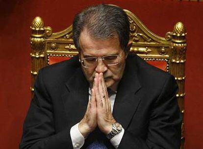 Romano Prodi, ayer antes de perder la moción de confianza en el Senado.