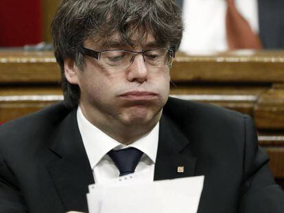 Puigdemont, durant una sessió de control parlamentari.