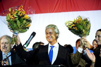 El l&iacute;der xen&oacute;fobo, Geert Wilders, durante el lanzamiento de su campa&ntilde;a, en Rotterdam, Holanda.
 