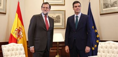 Imagen de archivo de la &uacute;ltima reuni&oacute;n de Rajoy y Pedro S&aacute;nchez en el Congreso. 