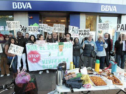 Miembros de la Plataforma de Afectados por la Hipoteca en Murcia.