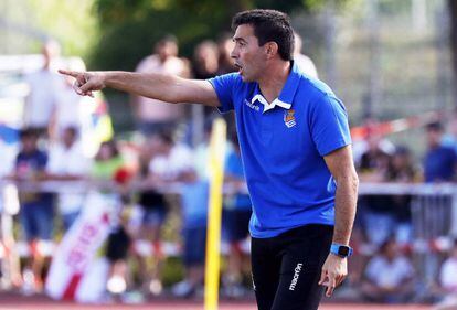 Garitano, durante un partido de pretemporada en Alemania.