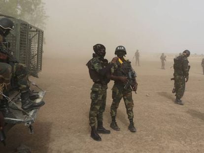 Soldados cameruneses en Kolofata (Camerún) en 2016.