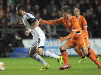 El Valencia CF, en un reciente partido de la Europa League.