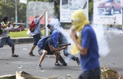 Manifestantes en las calles de Managua esta semana 