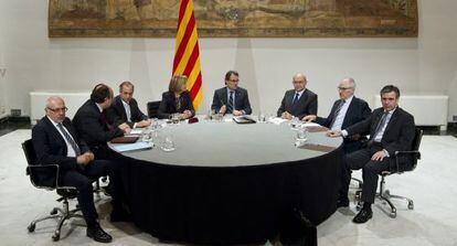 Reuni&oacute;n de Artur Mas con representantes de los organismos de control institucional en Catalu&ntilde;a. 