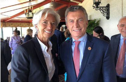 Christine Lagarde and Mauricio Macri during the G7 summit, held in Canada in 2018.