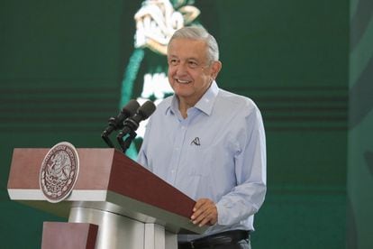 El presidente de México, Andrés Manuel López Obrador durante la conferencia matutina en Quintana Roo, el 17 de noviembre.