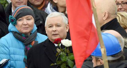 Jaroslaw Kaczynski en las protestas del s&aacute;bado.