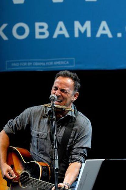 Bruce Springsteen durante una campaña de Barack Obama en el campus de la Universidad de Iowa.