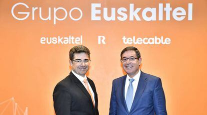 José Miguel García, consejero delegado de Euskaltel, y Alberto García Erauzkin, presidente de la operadora.