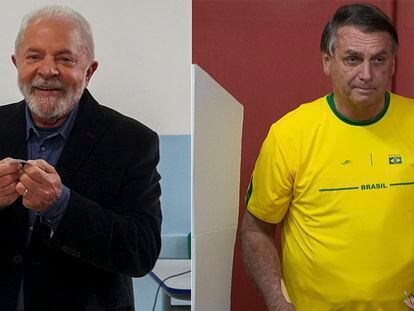 Lula da Silva y Jair Bolsonaro  emiten su voto en las elecciones, este domingo.