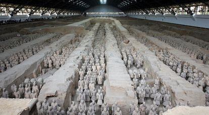 Yacimiento arqueológico de los guerreros de terracota hallados cerca de la ciudad china de Xian.