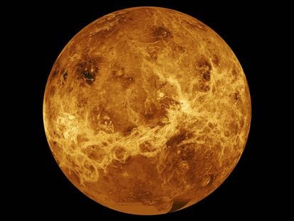 Esta imagen es un compuesto de datos de la nave espacial Magellan de la NASA y el Pioneer Venus Orbiter. NASA / JPL-Caltech