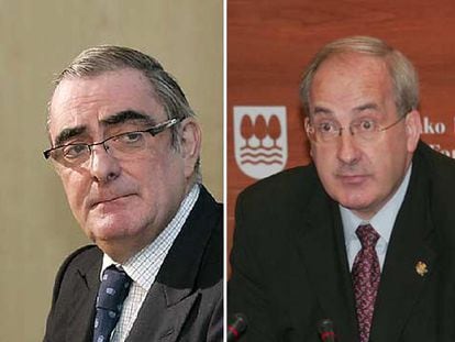 Los diputados generales Ramón Rabanera y González de Txabarri, ayer, en sus comparecencias.