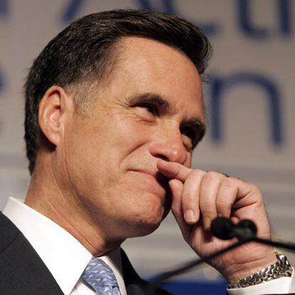 Mitt Romney en un momento del discurso en que ha anunciado su retirada de la carrera presidencial
