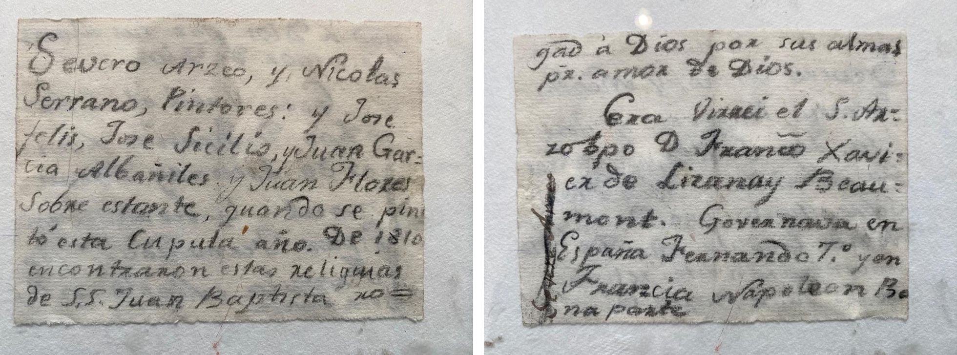 Carta de 1810 hallada en la caja de San Juan Bautista 