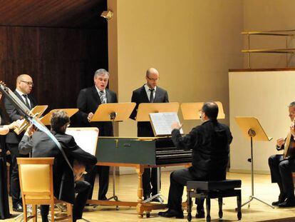 El conjunto Concerto Italiano durante su presentaci&oacute;nde este martes en el Auditorio Nacional.