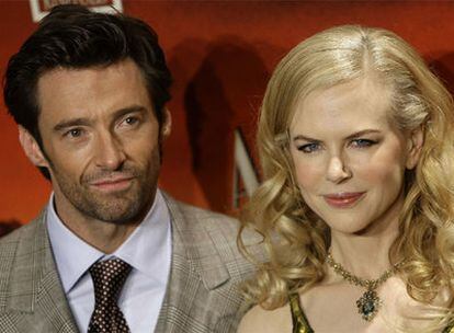 Nicole Kidman y Hugh Jackman, en el preestreno de su película 'Australia' en Madrid.