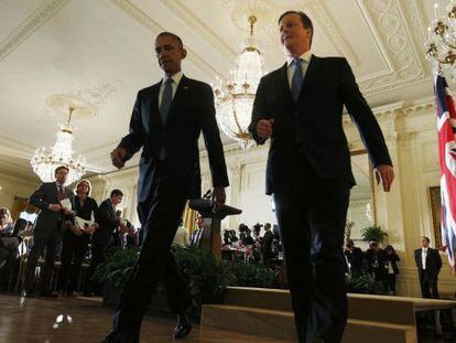 Barack Obama i David Cameron, després de la roda de premsa.