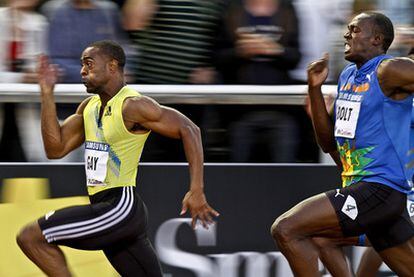 Tyson Gay supera con claridad a Usain Bolt en los 100 metros de la reunión de Estocolmo.