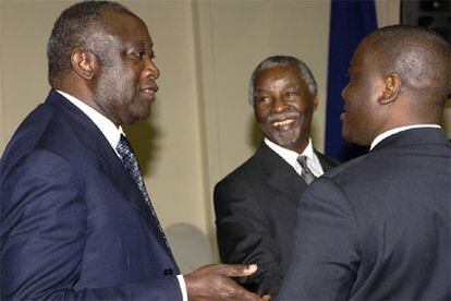 Gbagbo, Mbeki y Soro hoy en Pretoria.