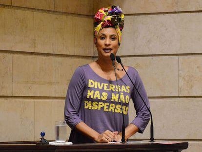 La concejal Marielle Franco, durante una intervención en el Ayuntamiento de Río de Janeiro en diciembre de 2017.