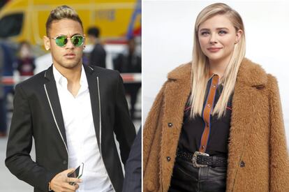 El futbolista Neymar y la actriz Chloë Grace Moretz.