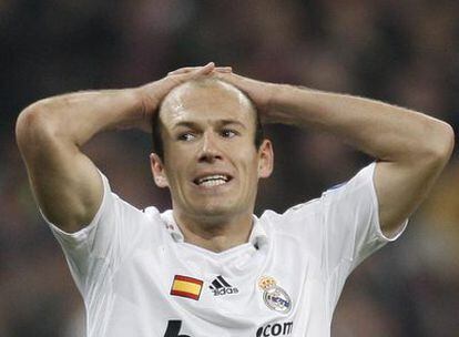 Robben, en un encuentro de la Liga de Campeones con el Madrid.