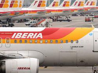 Aviones de la flota de Iberia en el aeropuerto de Madrid-Barajas.
