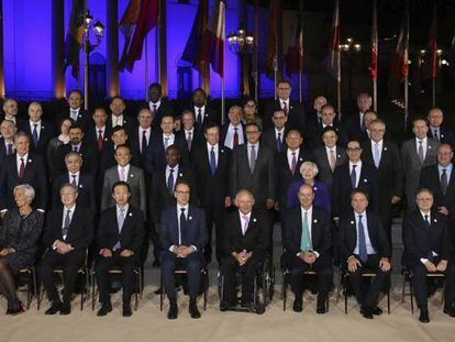 Los miembros de la reunión de ministros de Finanzas del G20, este viernes en Baden-Baden (Alemania).