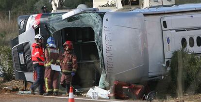 El autobús accidentado en marzo en Tarragona, que dejó 13 muertos.