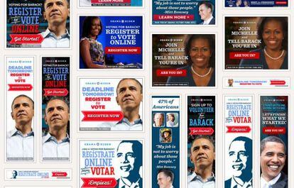 Anuncios de la campaña demócrata que han aparecido en diferentes páginas web.