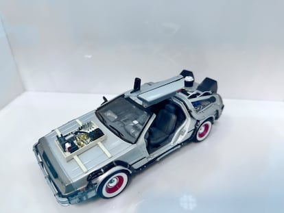 The car, the DMC-12, was manufactured between 1981 and 1982 by the DeLorean Motor Company.