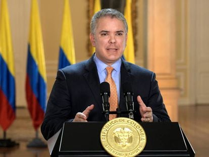 El presidente de Colombia, Iván Duque, este martes en rueda de prensa.