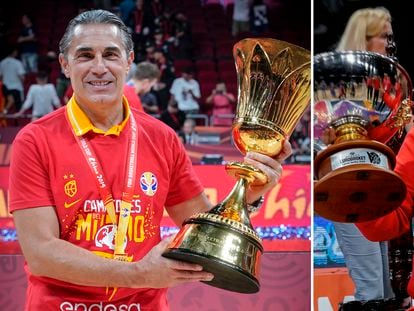 Scariolo y Mondelo, con los títulos del Mundial y el Eurobasket de 2019. feb