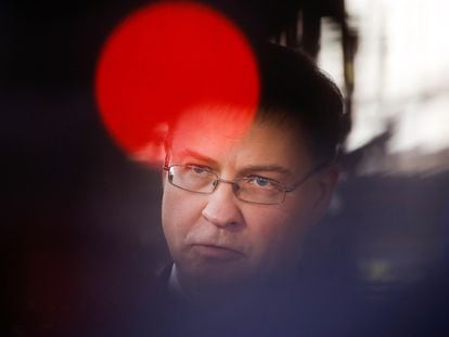 El vicepresidente de la Comisión Europea, Valdis Dombrovskis, el pasado 17 de enero en Bruselas.