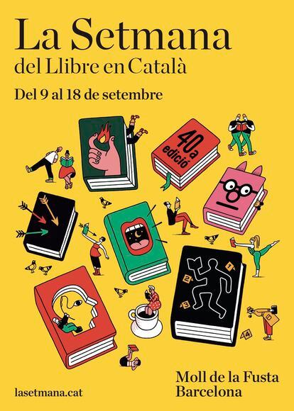 Cartel de la 40 edición de La Setmana del Llibre en Català.