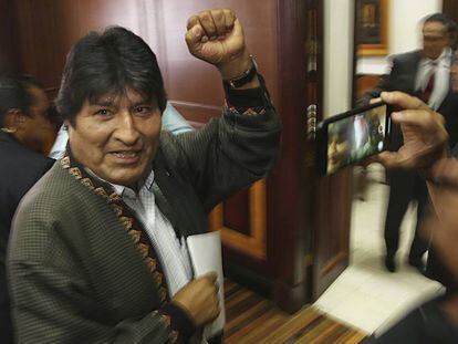 El expresidente de Bolivia Evo Morales en su primera conferencia e prensa en Ciudad de México. 